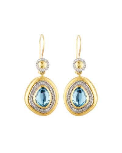 Elements Ice 24k Blue Topaz & Diamond Drop Earrings