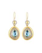 Elements Ice 24k Blue Topaz & Diamond Drop Earrings