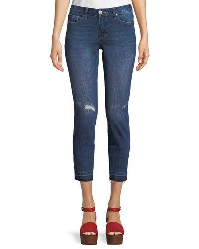 Madison Low-rise Distressed Cropped Jeans, Blue