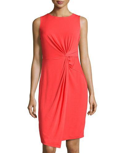 Front-twist Sheath Dress, Redrum Orange