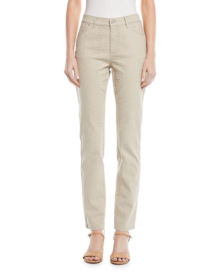 Slim-leg Snake-print Denim Pants