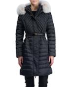 Apres-ski Hooded Quilted Puffer Ski Jacket With Fox Fur Trim