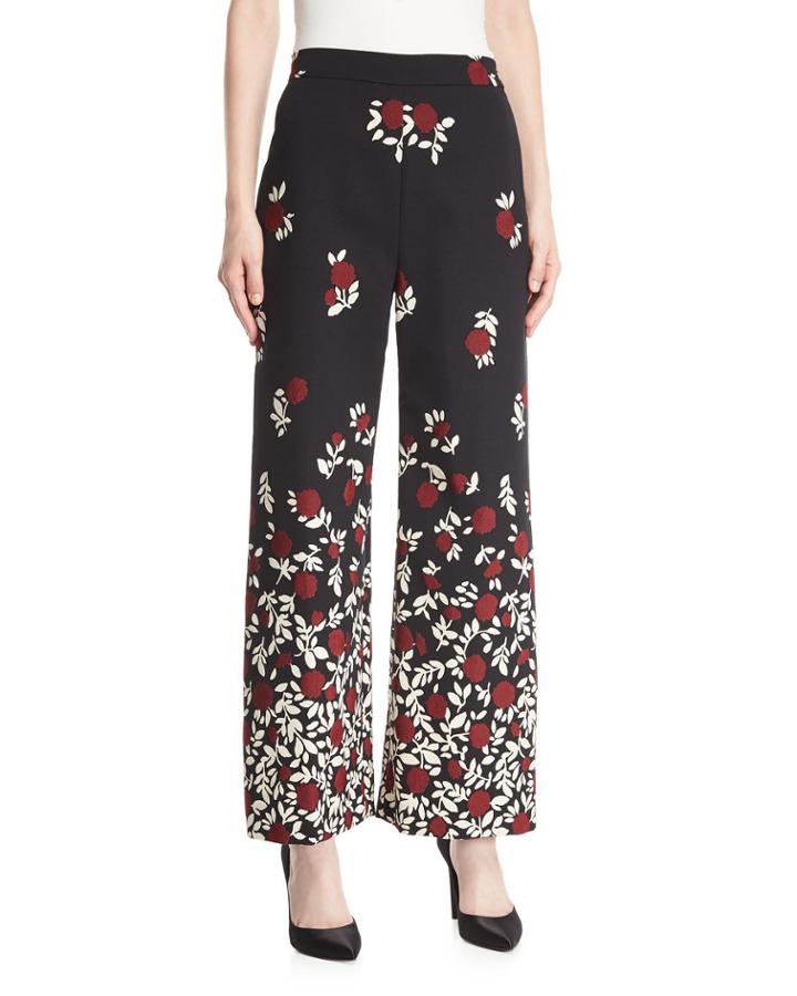 Wide-leg Degrade Floral Pants