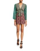 Brylee Tie-front Bell-sleeve Romper