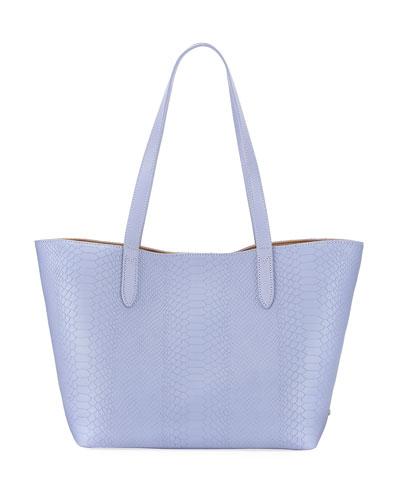 Teddy Snake-embossed Tote Bag, Purple