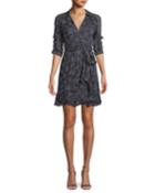 Cora Elbow-sleeve Printed Wrap Dress