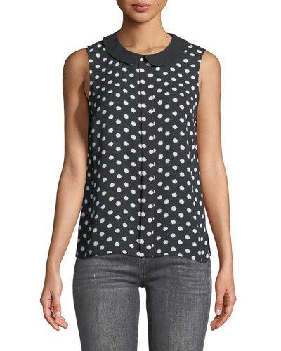 Equator-dot Flutter Collared Top