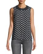 Equator-dot Flutter Collared Top