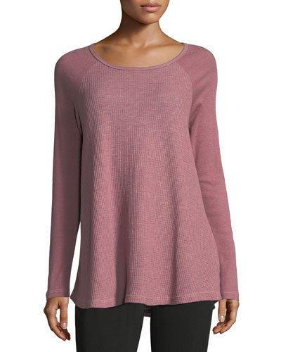 Raglan Heathered Jersey Tunic Top With Contrast