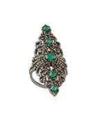 5-emerald Diamond Pave Ring,