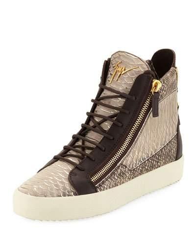 Men's Crocodile-embossed Leather High-top