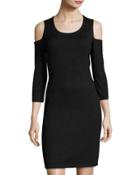 Cold-shoulder Scoop-neck Sheath Dress, Black