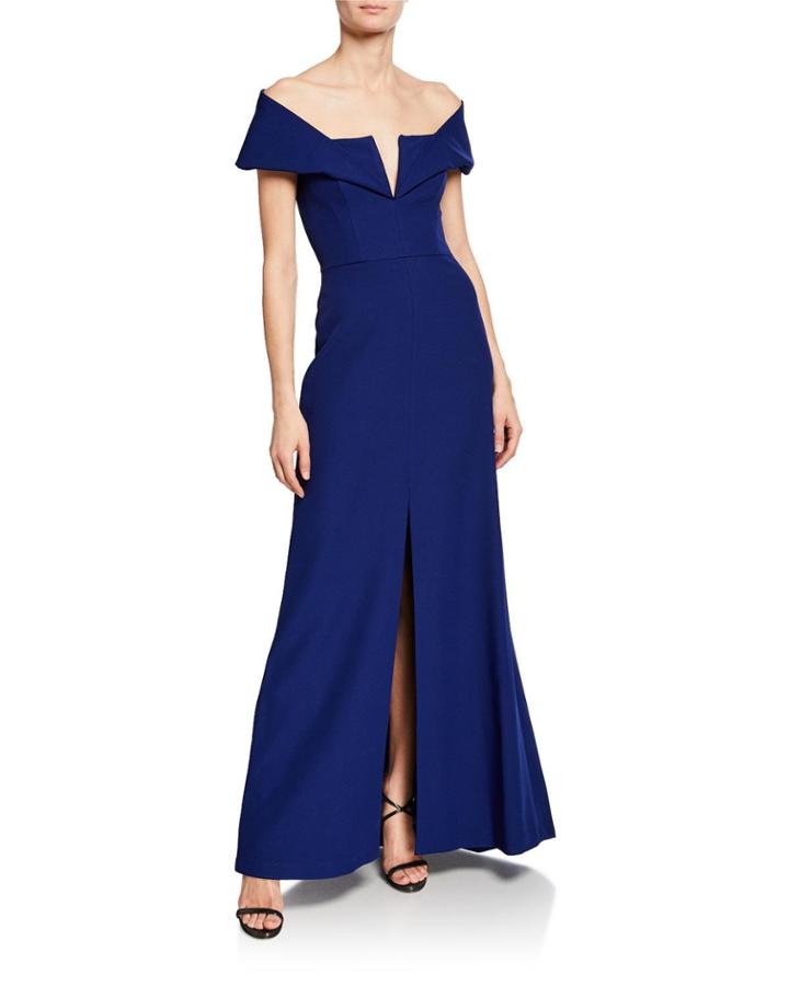 Off-the-shoulder V-neck Gown