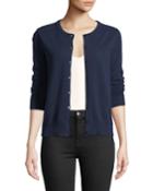 Cashmere Button-front Cardigan, Navy