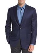 Tonal Check Sport Coat, Navy