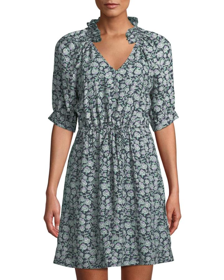 Capucine Vine Embroidered-silk Dress