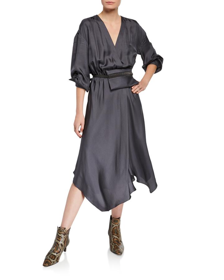 Fluid-silk Dress With Belt Bag