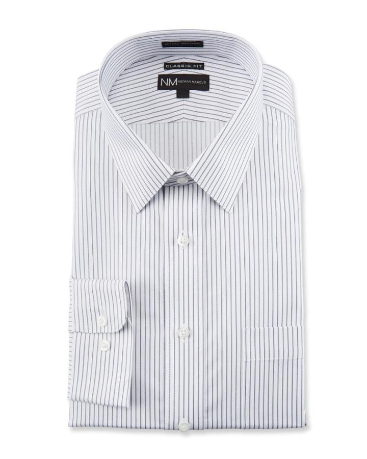 Men's Classic Fit Regular Finish Striped Dress
