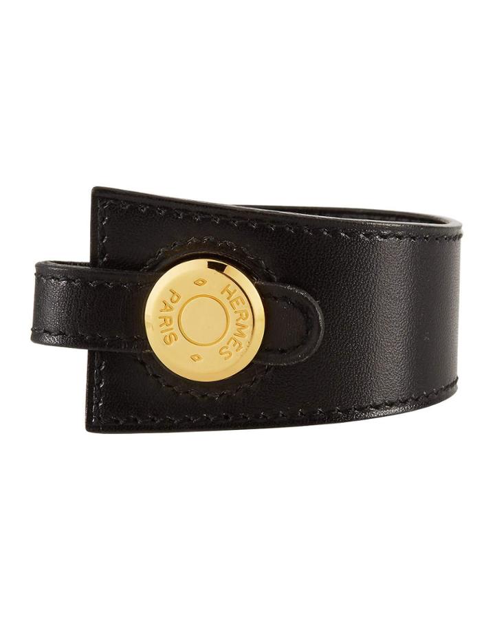 Estate Leather Bracelet, Black