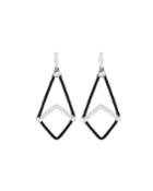 Triangle Earrings W/ Diamonds, Black