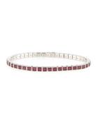 Ice Cube 18k White Gold & Pave Ruby Tennis Bracelet