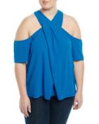 Halter-neck Cold-shoulder Blouse,