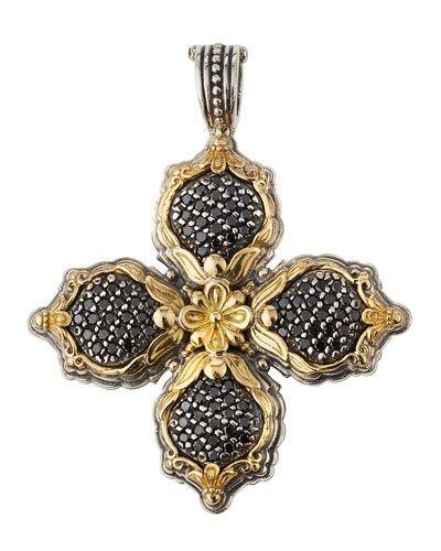 Asteri Black Diamond Clover Cross Pendant Enhancer