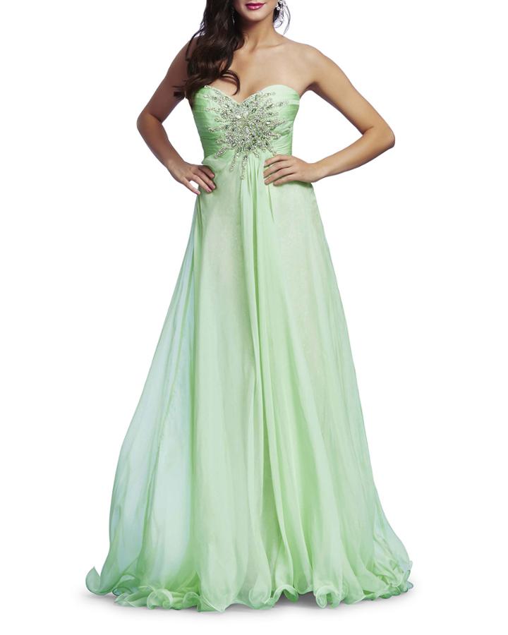 Beaded Strapless Sweetheart Chiffon Gown
