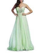Beaded Strapless Sweetheart Chiffon Gown