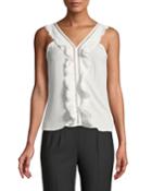 Ruffle-trimmed V-neck Blouse