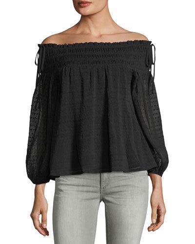 Off-the-shoulder Polka-dot Top