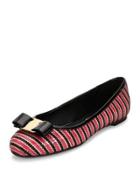 Bow Zigzag Leather Ballerina Flat, Ballerine