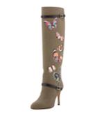 Camu-butterfly Canvas Over-the-knee Boots