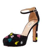 Multicolor Feather Ankle-wrap Pumps