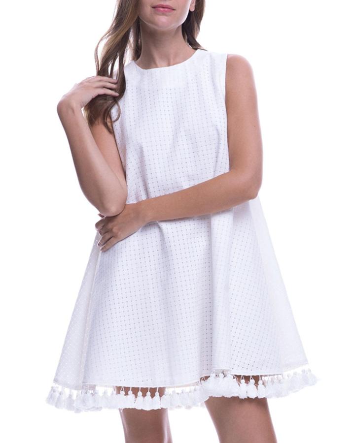 Sleeveless Tassel-hem Tent Dress