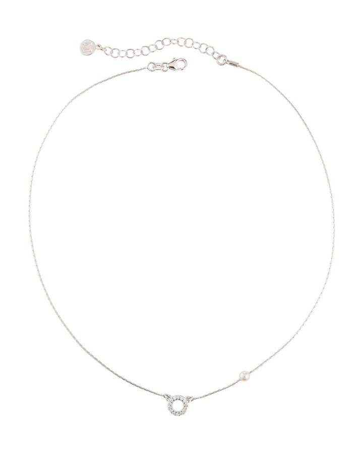 4mm Pearl & Cubic Zirconia Pendant Necklace