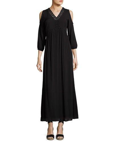 Cold-shoulder Maxi Dress, Black