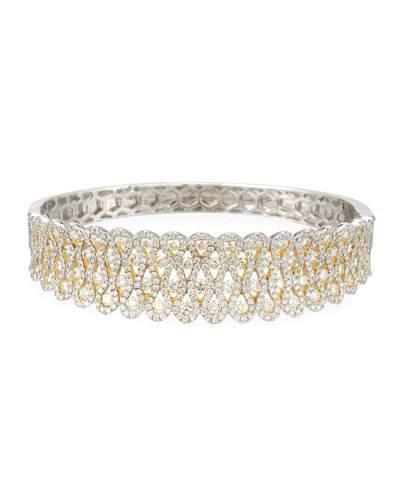 18k Yellow & White Diamond Bangle Bracelet,