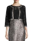 3/4-sleeve Lace Cropped Jacket