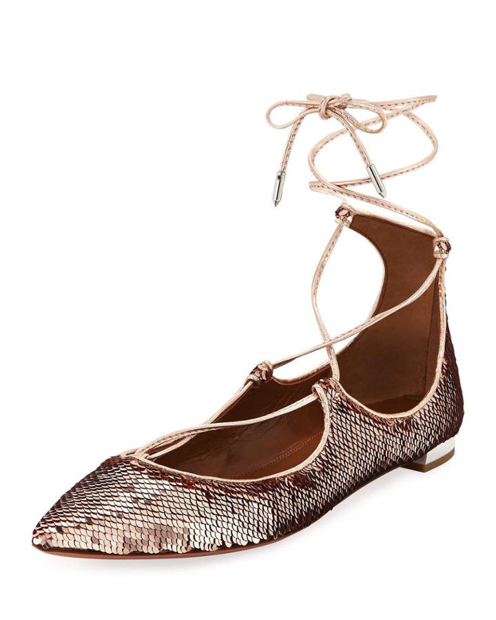 Christy Sequin Ballet Flat, Rose Gold