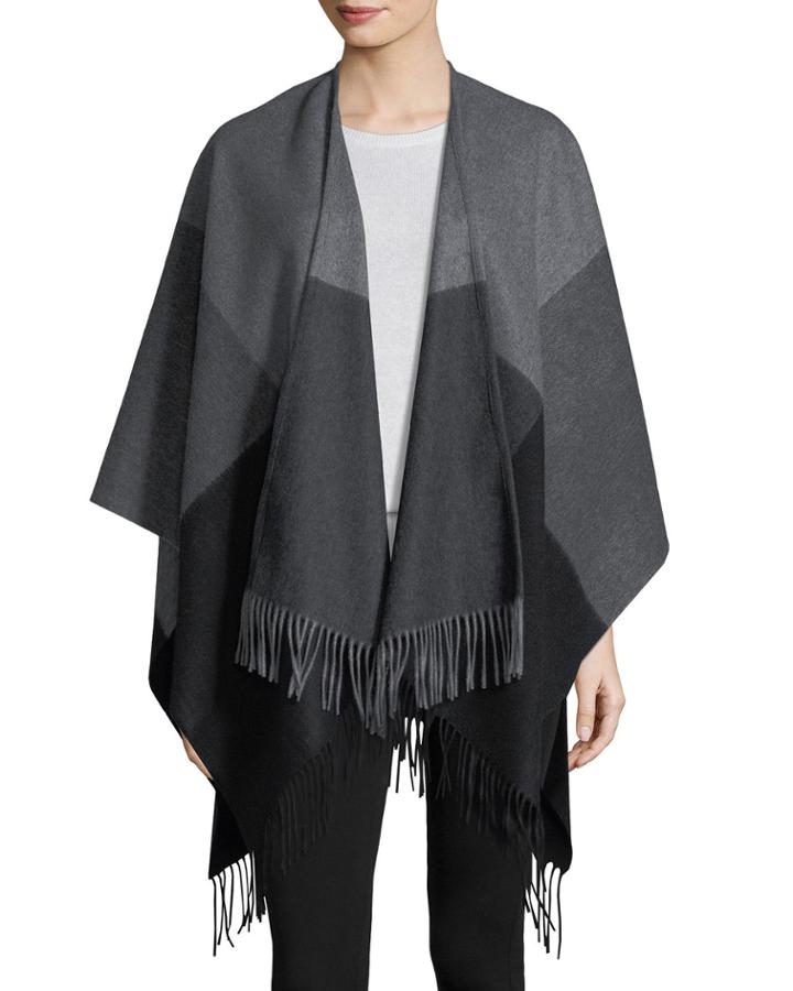 Two-tone Wool Ruana Shawl,