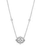 Horizontal Oval Diamond Pendant Necklace,