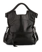 Violetta Lady Fold-over Tote Bag, Black