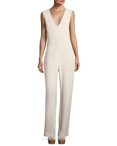 V-neck Crepe Jumpsuit