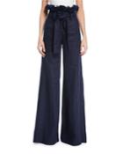 Sweeney Linen Wide-leg Frayed Pants