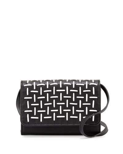 Nadia Faux-leather Crossbody Bag, Black/white