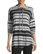 Long-sleeve Striped Hoodie Top