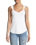 Flutter-strap V-neck Cami, White