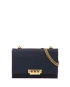 Earthette Large Leather Chain Shoulder Bag With Contrast Edge
