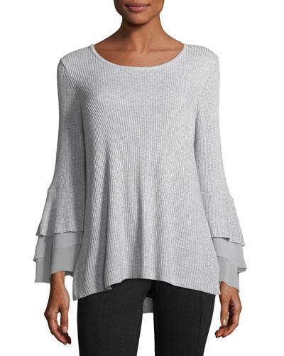 Chiffon-cuff Bell-sleeve